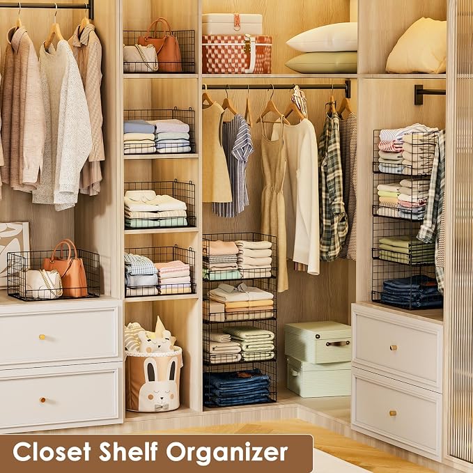 Yociyoga 3-Tier Stackable Closet Organizers and Storage Shelves, Foldable - Image 4