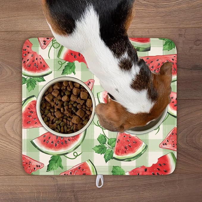 Summer Dish Drying Mat for Kitchen Counter Watercolor Watermelon Green Buffalo - Image 9