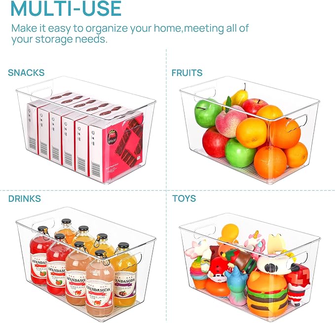 Vtopmart 6 PCS Clear Plastic Storage Bins, Pantry Organizer Containers - Image 5