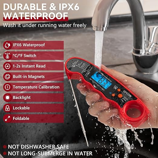 QPEUIM Meat Thermometer Digital Instant Read Thermometer Waterproof Food - Image 3