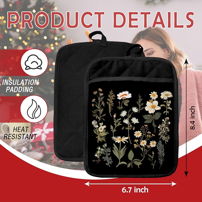 Dark Floral Botanical Pot Holders - Image 2