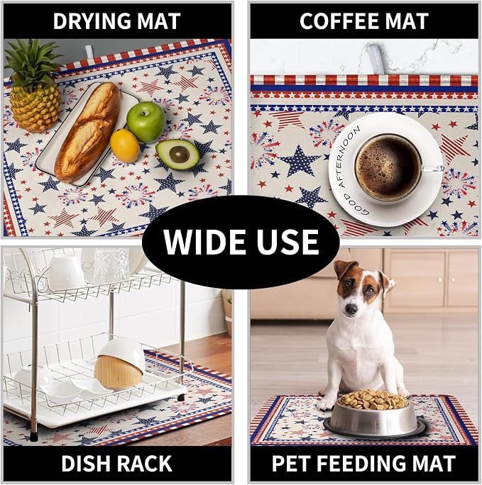 Happy 4th of July Patriotic Dish Drying Mat 18 x 24 Inch US Independence Day - Image 7