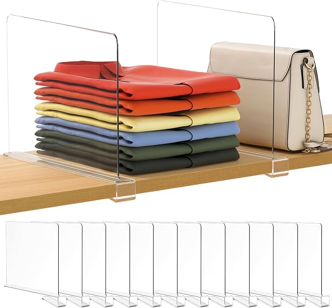 12 Pack 12 Inches Clear Shelf Dividers by Famyards