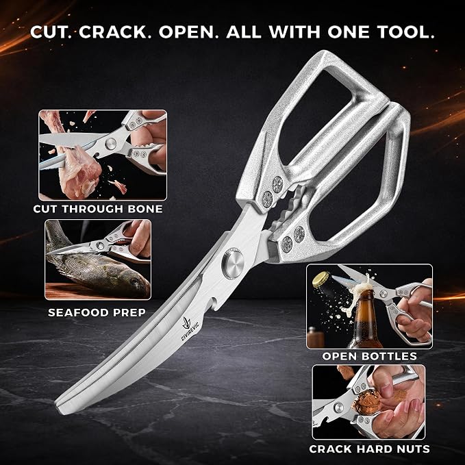 Heavy Duty Kitchen Shears for Bone Cutting, 2 Pack Ultra Sharp Poultry Scissors - Image 6