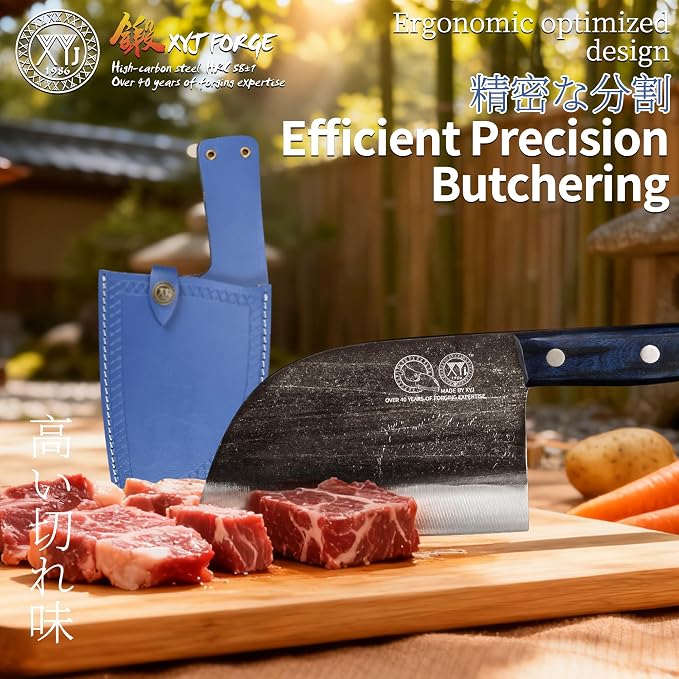 XYJ Antique Forged Butcher Knives, Serbian-Style Chef's Knife - Image 5