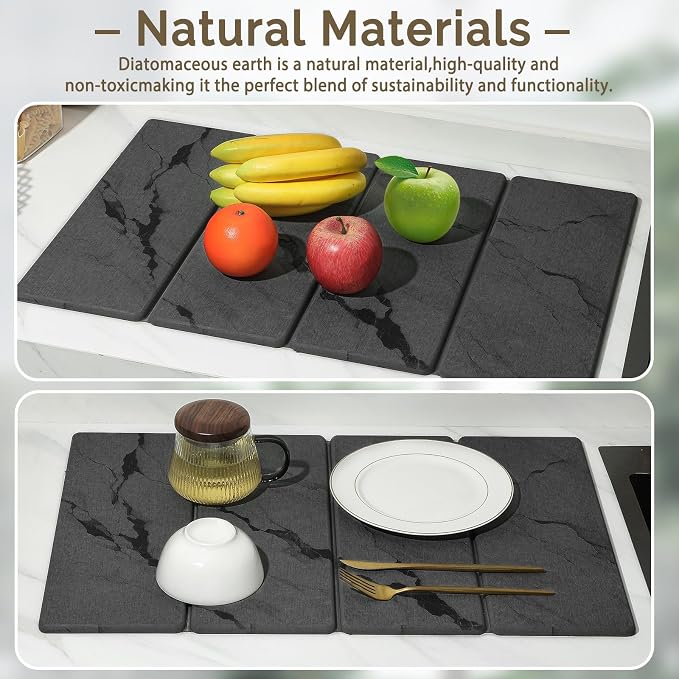 Large Stone Dish Drying Mat for Kitchen Counter, Foldable Water Absorbing - Image 8