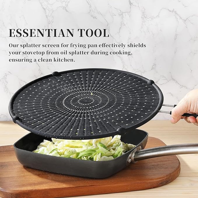 Splatter Screen for Frying Pan, Silicone Grease Splatter Guard, Heat-Resistant - Image 6