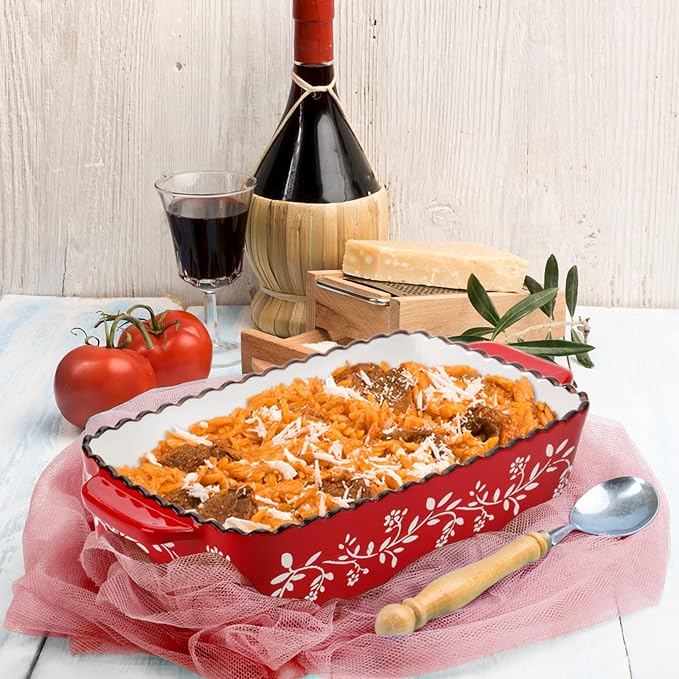 AVLA 3 Pack Ceramic Bakeware Set, Porcelain Rectangular Baking Dish Lasagna Pans - Image 6