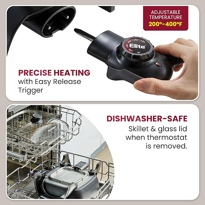 Elite Gourmet EG6201 Extra Deep 12"x12"x3.2" Scratch Resistant Dishwasher Safe - Image 3