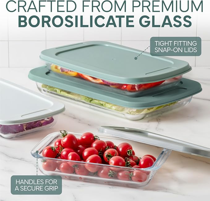 COOK WITH COLOR 8-Piece Deep Glass Baking Dish Set with Plastic Lids – - Image 5