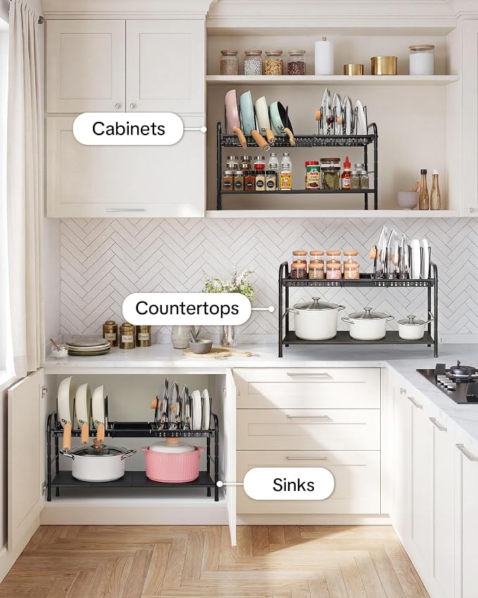 HULISEN Pots and Pans Organizer Under Cabinet, Expandable 2-Tier Pots and Pans - Image 6