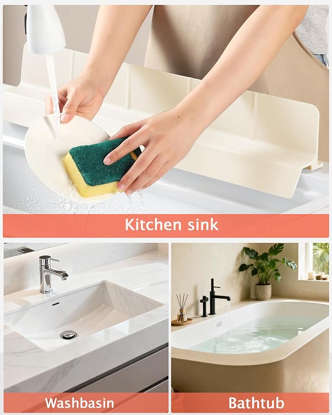 Kitchen Sink Splash Guard 30" 18" 23" Self-Draining Silicone Water Guard - Image 7