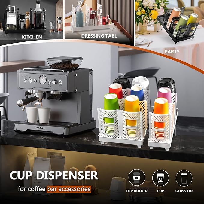 6-Slot Paper Cup and Lid Holder, Disposable Coffee Cup Dispenser, Upright Paper - Image 5