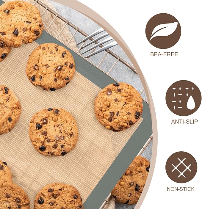 Silicone Baking Mat, 3 Pack Reusable Baking Sheet, Non-Stick ＆ Food Safe - Image 3