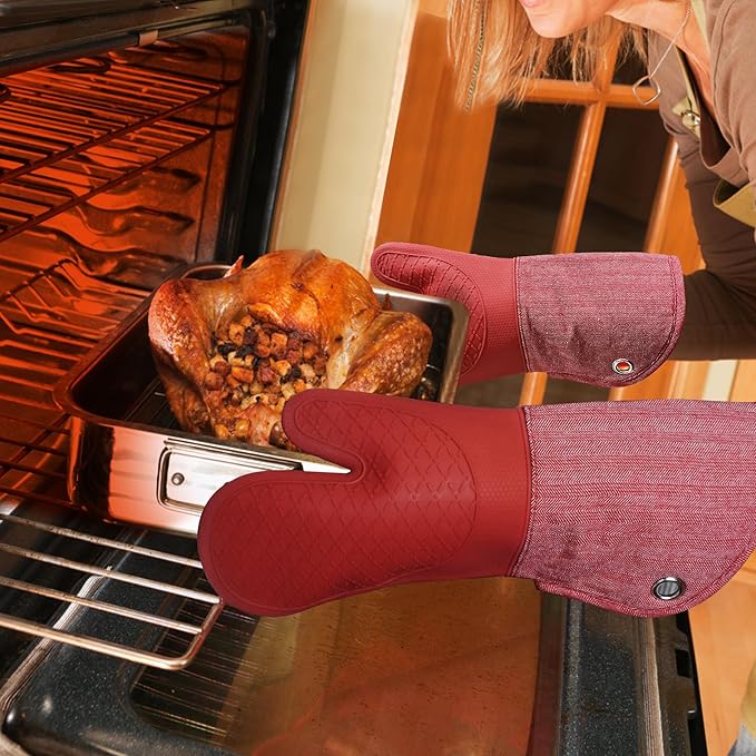 Professional Microwave Silicone Oven Mitts one Pair, Kitchen Mitten Set - Image 5