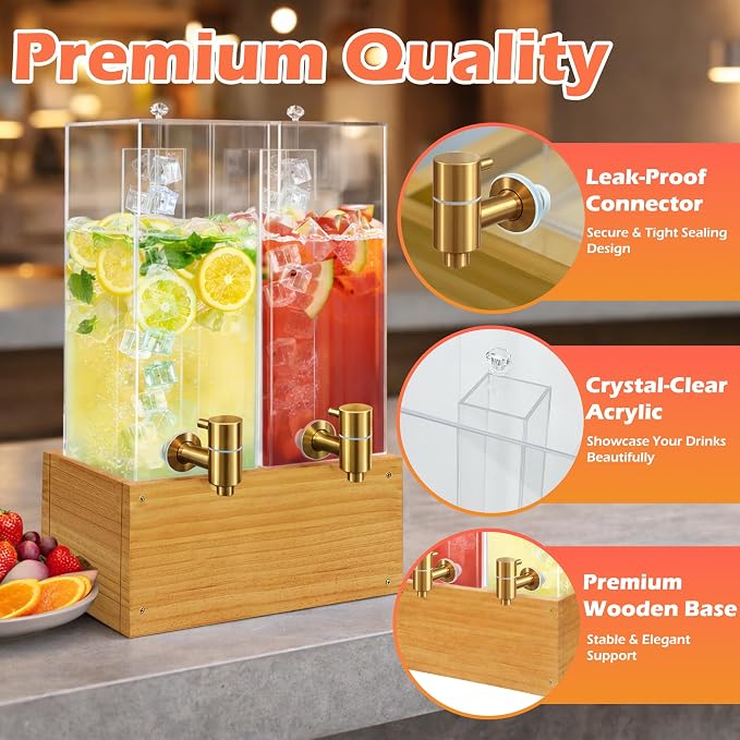 Beverage Dispenser with Stand, 4 Gallon Dual Drink Dispenser Stand, Large Drink - Image 4