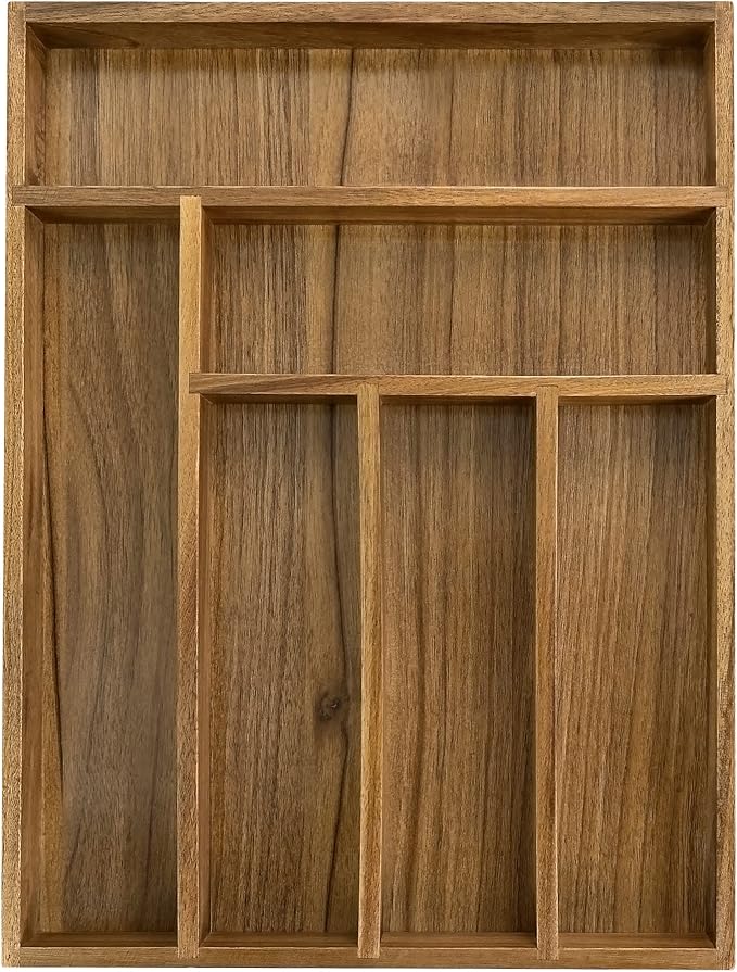 EcoFives Luxury Acacia Kitchen Drawer Organizer by EcoFives