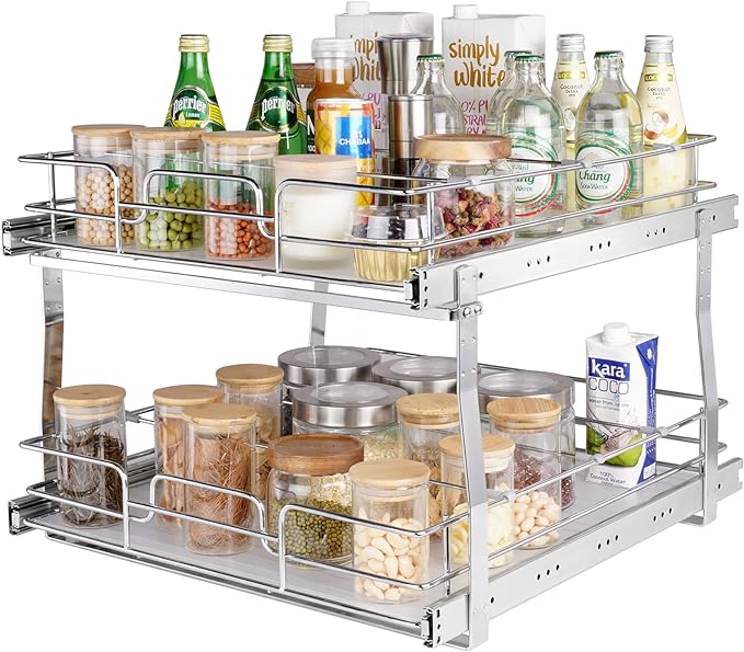 VEVOR 2 Tier 20"Wx21.2"Dx15.2"HPull Out Cabinet Organizer, Heavy Duty Slide Out by VEVOR