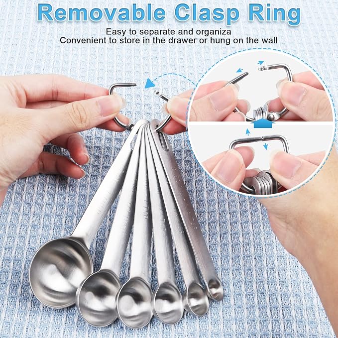 Upgrade Stainless Steel Measuring Spoons Set, Small Tablespoon, Set 6 - Image 4