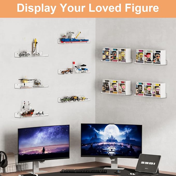 upsimples 12 Pack Acrylic Shelves Wall Organizer and Storage, Toy Cars - Image 5