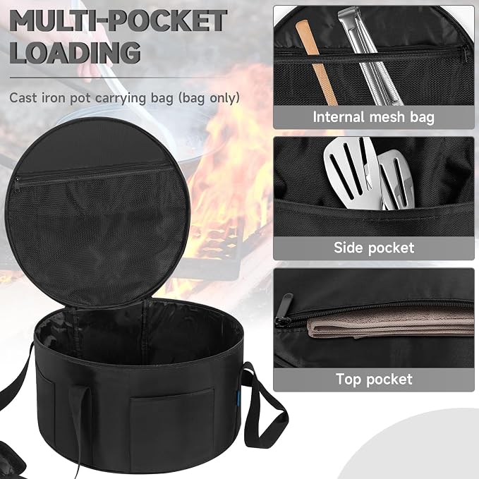 Dutch Oven Bag for 14 Inch, Durable Camp Dutch Oven Storage Bag, Carry Bag - Image 3
