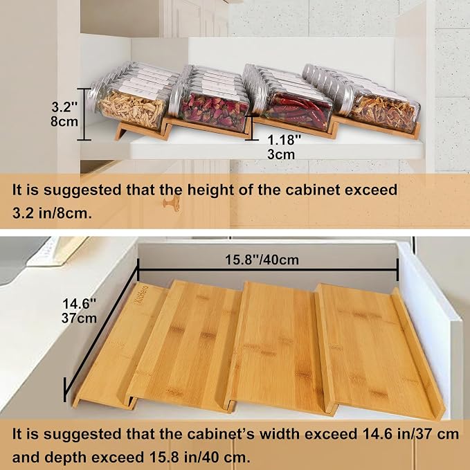 Spice Drawer Organizer with 35 Spice Jars, 216 Labels, 25 Non-slip Rubber - Image 2