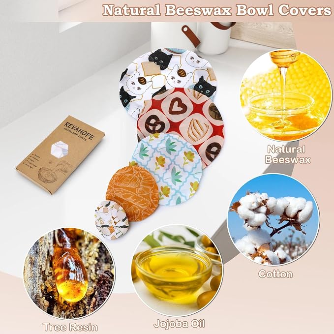 5-Size Reusable Beeswax Bowl Covers - Image 3