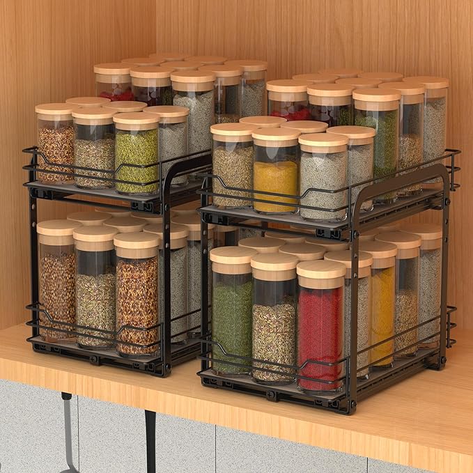 BOIVSHI 2-Tier Spice Rack, Pull Out Spice Racks Organizer - Image 2