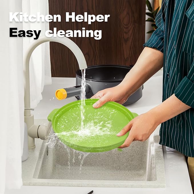 Microwave Splatter Cover 10.2 Inch, Collapsible Silicone Lid & Tray - Image 7