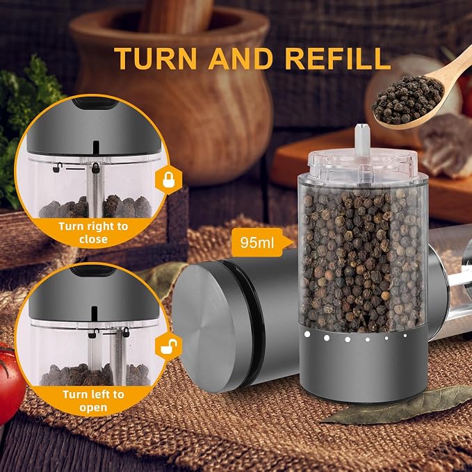 EIHO Electric Salt and Pepper Grinder Set USB Rechargeable, Upgraded External - Image 5