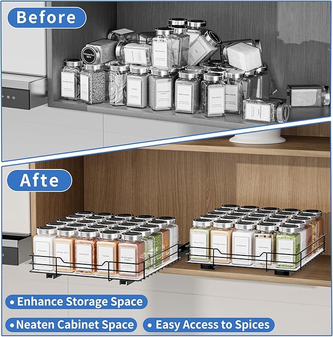 BOIVSHI Pull Out Spice Rack, Slide Out Spice Rack - Image 5