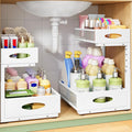 Under Sink Organizer, L-Shaped Adjustable Height, Mesh Sliding Drawer by Kitstorack