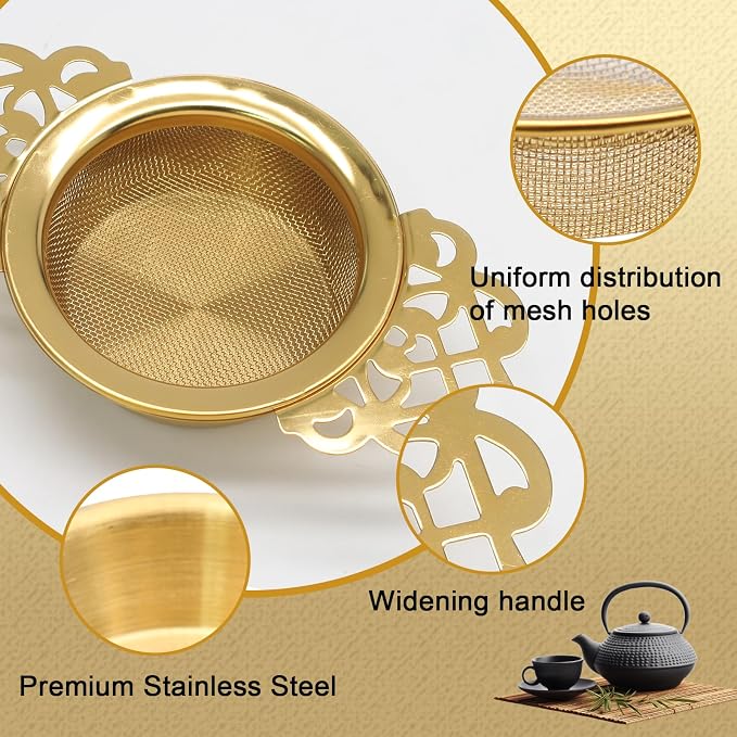 2 Pack Tea Strainers with Drip Bowls Stainless Steel Mesh Tea Infusers Loose - Image 4