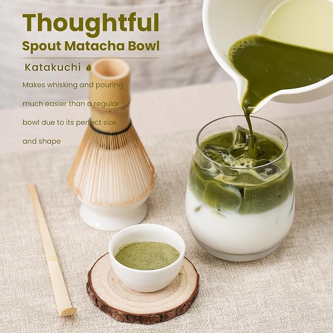 Matcha Whisk Set, Ceramic Bowl Matcha Kit & Handcrafted Bamboo Chasen, Complete - Image 3