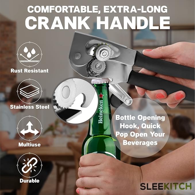 Commercial Can Opener Manual Heavy Duty, Hand Crank Can Opener, Large Handheld - Image 7