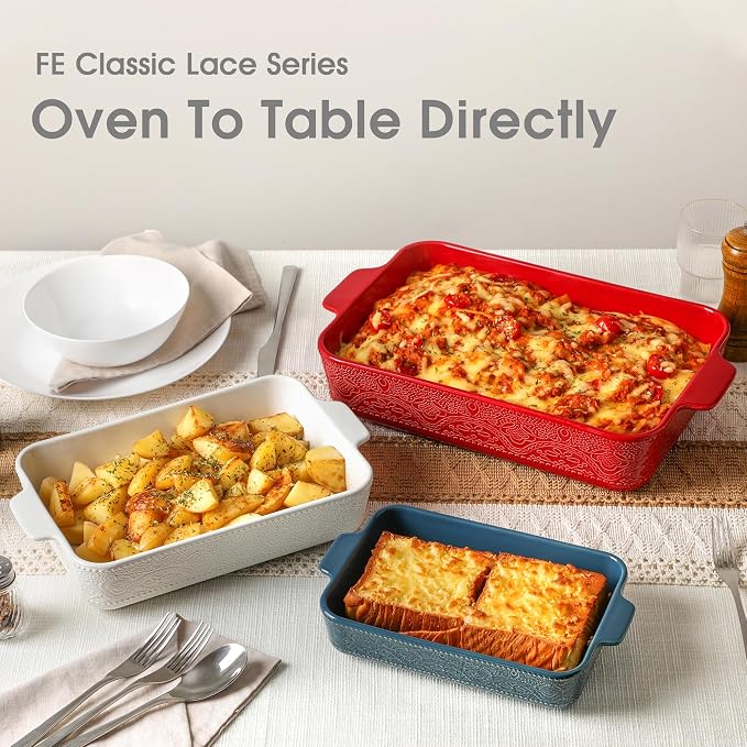 Ceramic Baking Dish Set of 3, Casserole Dishes - Image 3