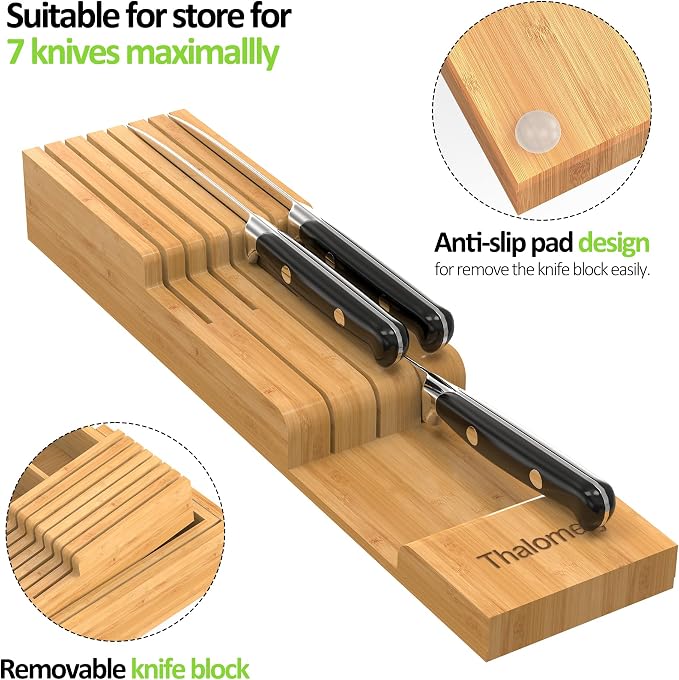 Bamboo Kitchen Drawer Organizer, Expandable Silverware Organizer - Image 8