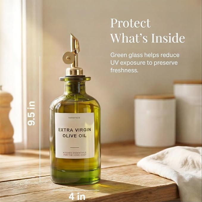 Verspace UV-Protected Green Glass Olive Oil Dispenser Bottles - Image 3