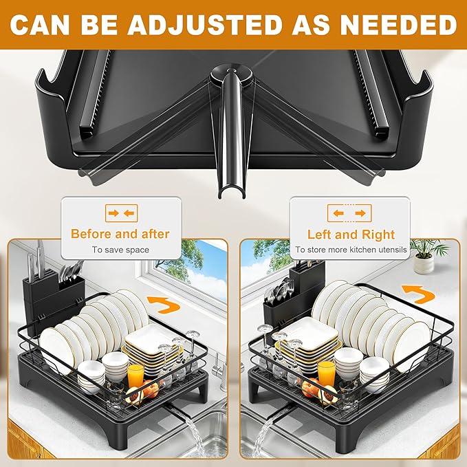 Dish Drying Rack for Kitchen Counter, Dish Rack, Dish Drainer for Kitchen - Image 3
