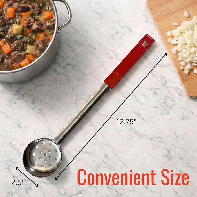 2 Ounce Slotted Stainless Steel Portion Control Ladle Spoon - Image 6