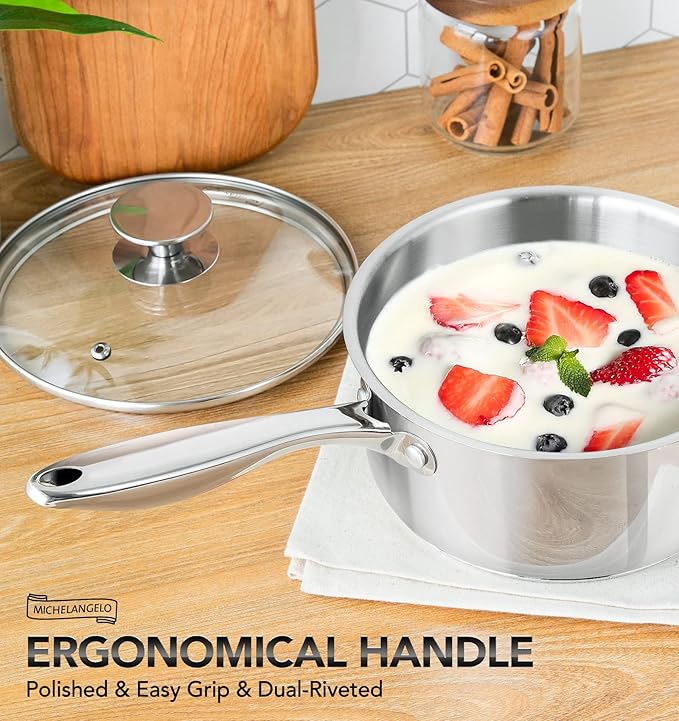 MICHELANGELO Tri-ply Stainless Steel 4 Qt Saucepan - Image 5