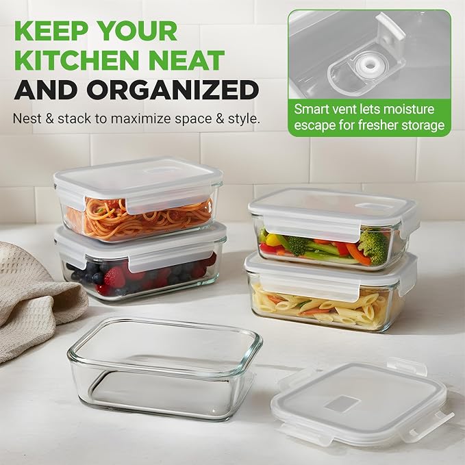 NutriChef 10 Piece Glass Food Storage Containers - Image 4