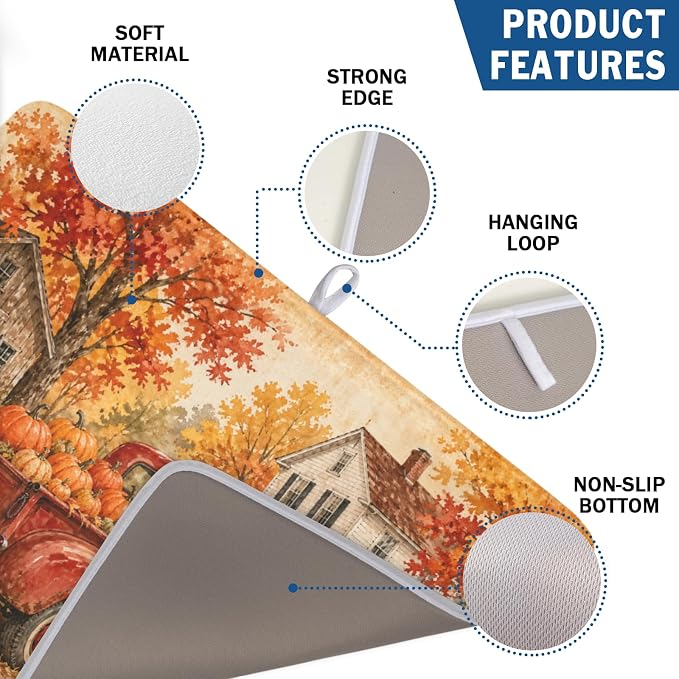 Fall Pumpkin Dish Drying Mat for Kitchen Counter Thanksgiving Autumn Harvest - Image 3