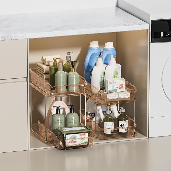Delamu 2-Tier Under Sink Organizers and Storage, Pull Out Kitchen Pantry - Image 6