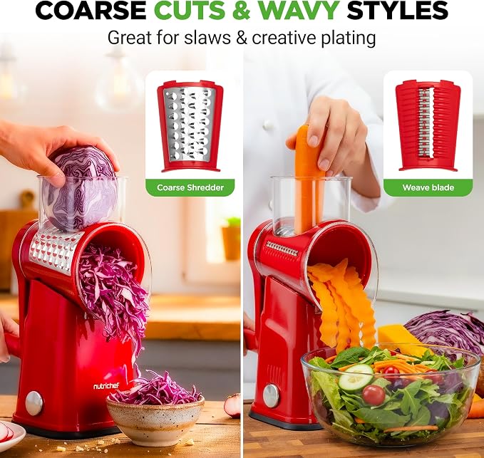 NutriChef 5 in 1 Cheese Grater & Shredder | 5 Different Blades - Image 5