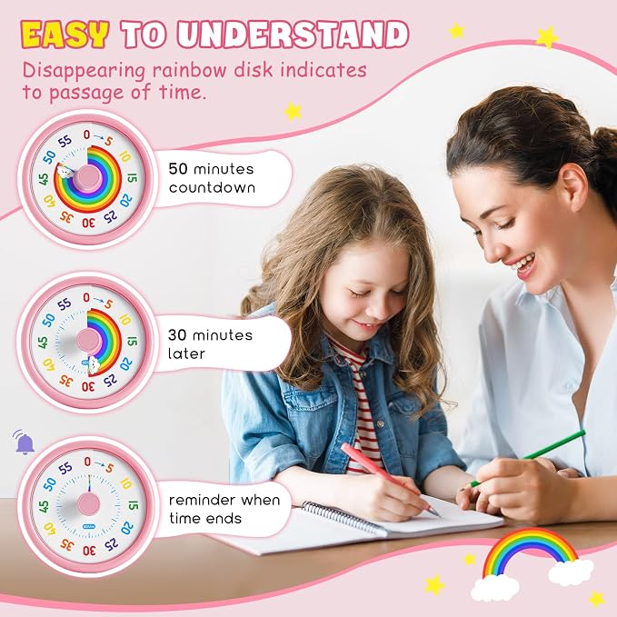 HIPPIH Visual Timer for Kids, 60 Minute Countdown Timers for Classroom Kitchen - Image 8