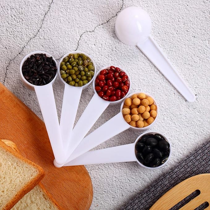 Patelai 30 Pack 15ml/15cc Plastic Tablespoon White Measuring Spoons Long Handle - Image 3