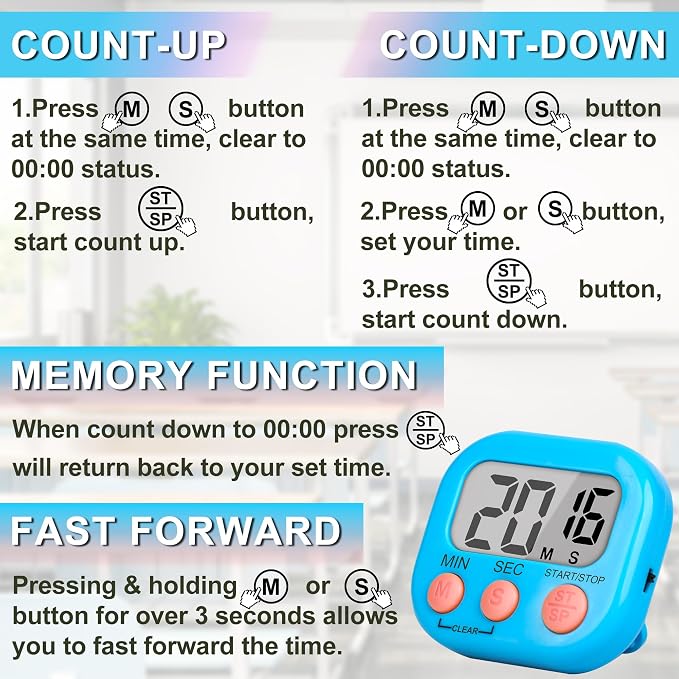 ZILLEEN Classroom Timer for Kids Teachers 4 Pack Digital Timers - Image 8