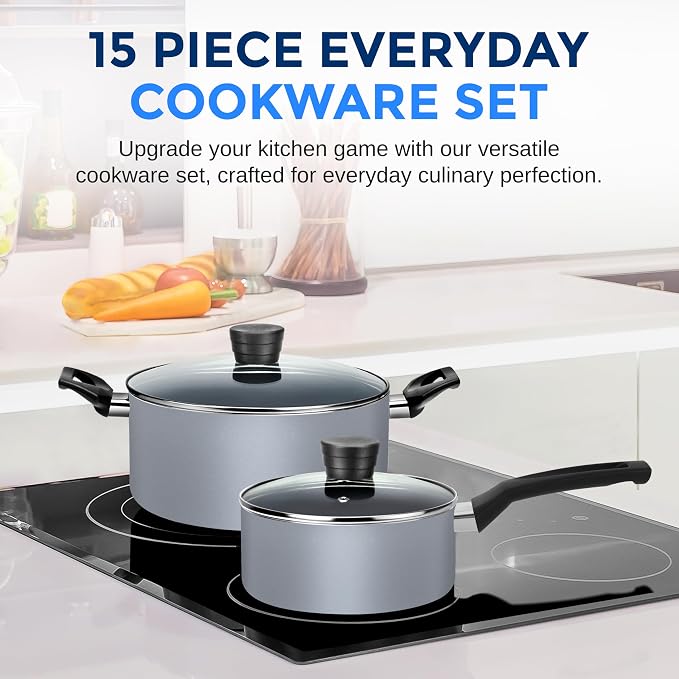 SereneLife Kitchenware Pots & Pans Basic Kitchen Cookware, Heat Resistang - Image 2
