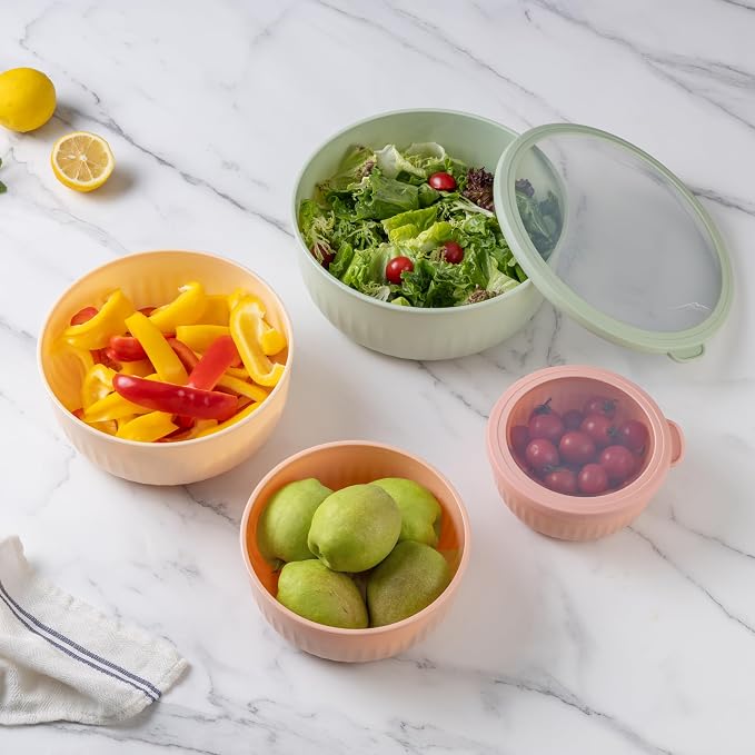 COOK WITH COLOR Prep Bowls with Lids- Wide and Deep Nesting Plastic Small - Image 4